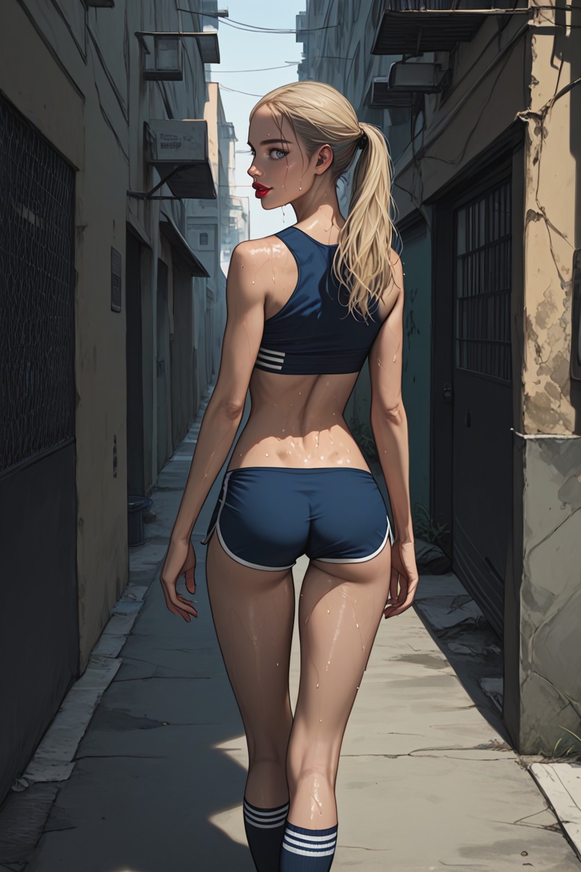Path, Sweaty Skin, Buttocks Exposed Hentai AI Porn