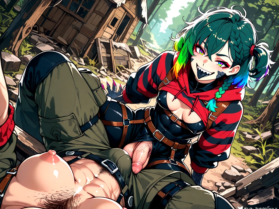 Side Braids, Futanari, Leg Harness Hentai AI Porn