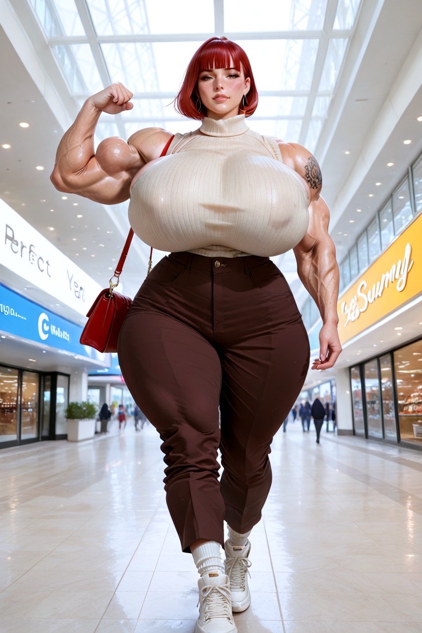 Bobcut, Mall, Freckles Hentai AI Porn