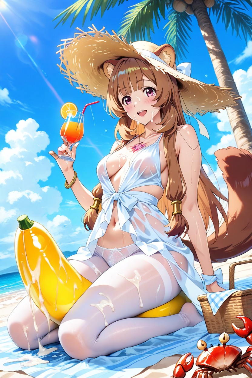 Bikini, White Translucent Nylon Tights, The Wind Blows Golden Hair Hentai AI Porn