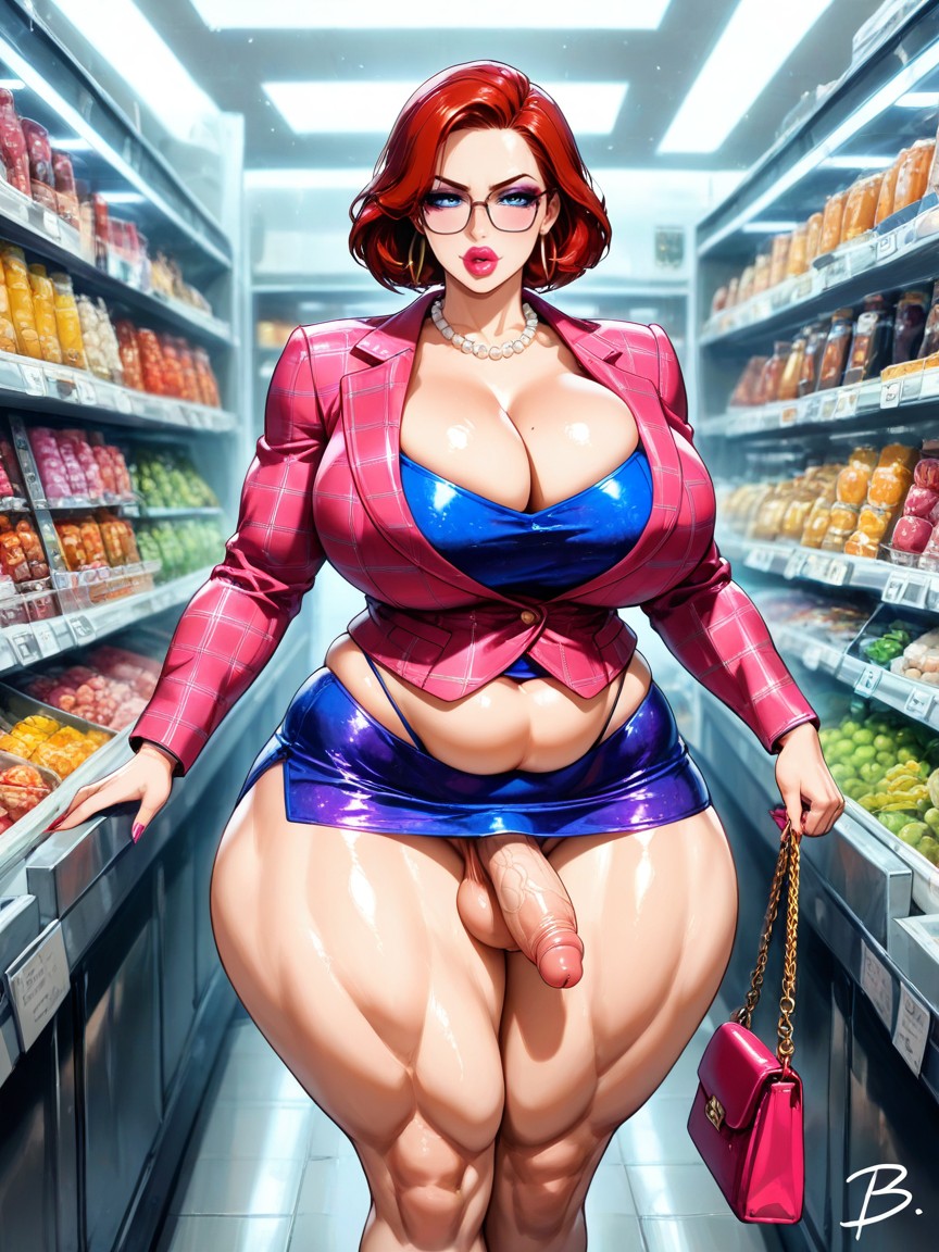 Futanari, And Strongly Built Thick Legs, Pearl Necklace Hentai AI Porn