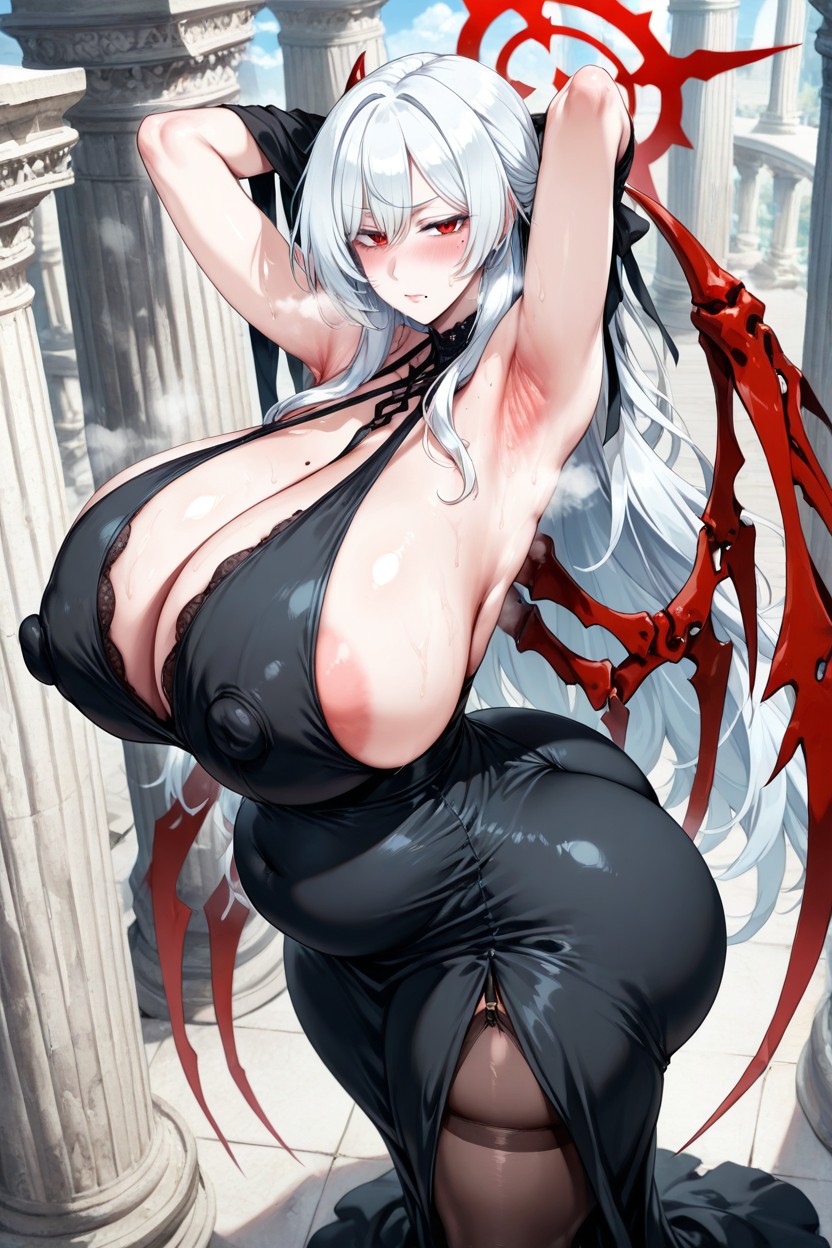 Regura Art Style, Side Boobs, Elegant Black Dress Hentai AI Porn