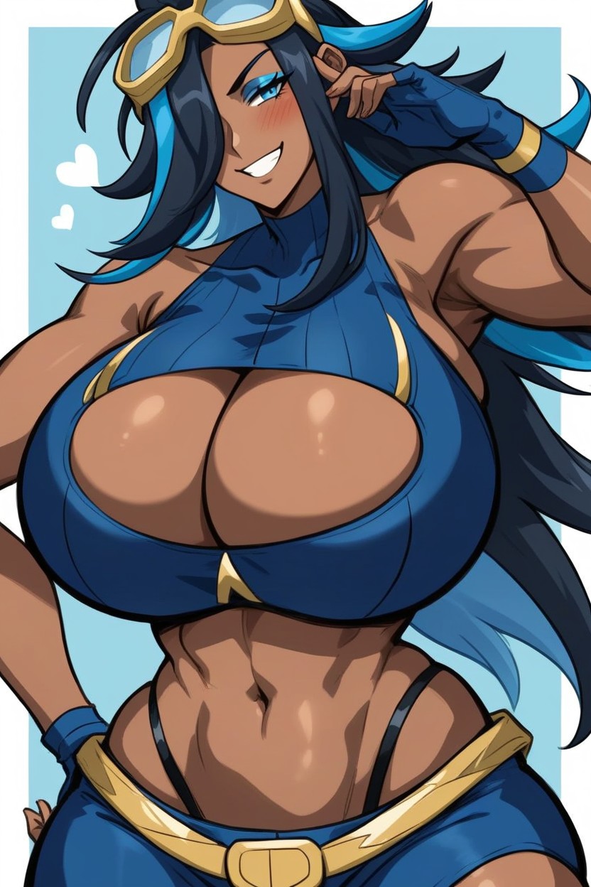 Clean Lineart, Front View, Brown Skin Hentai AI Porn
