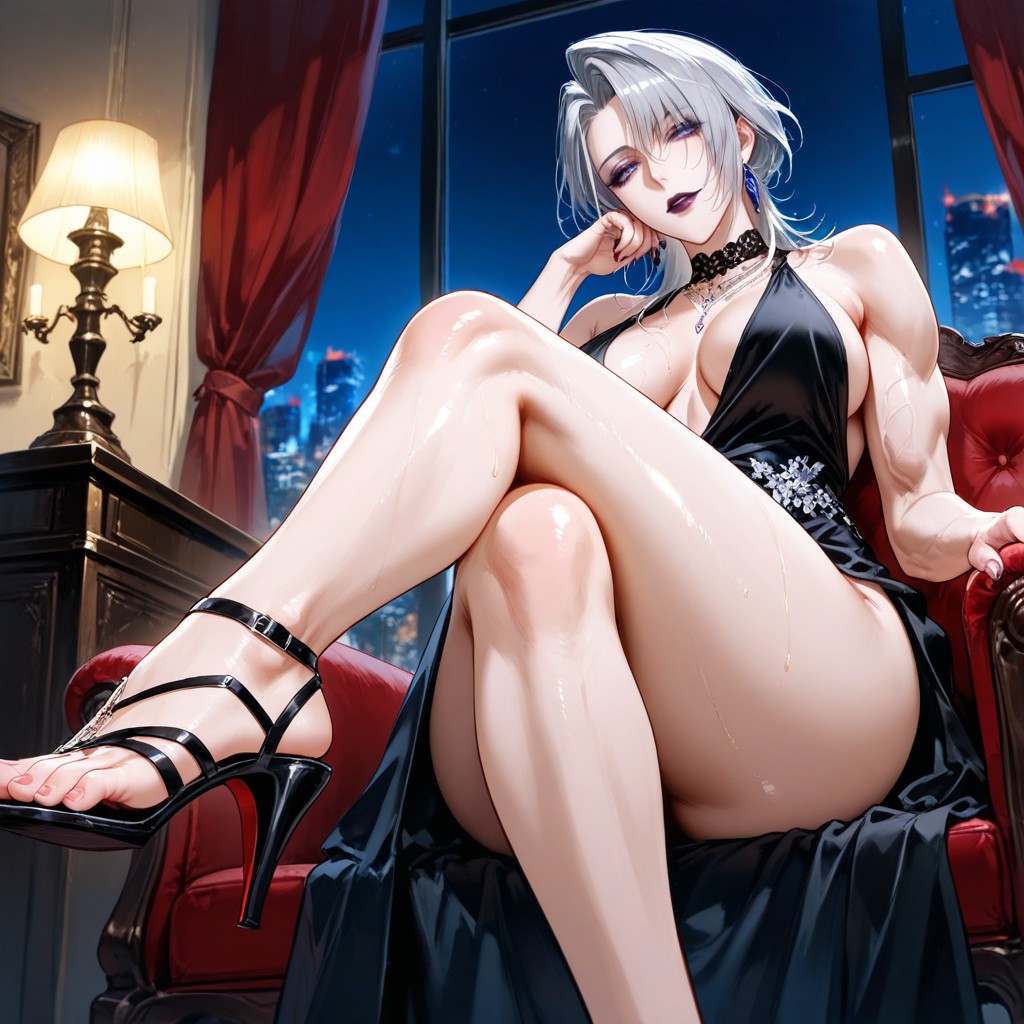 Dinner Party, Medium Breast, Silver Hair Hentai AI Porn