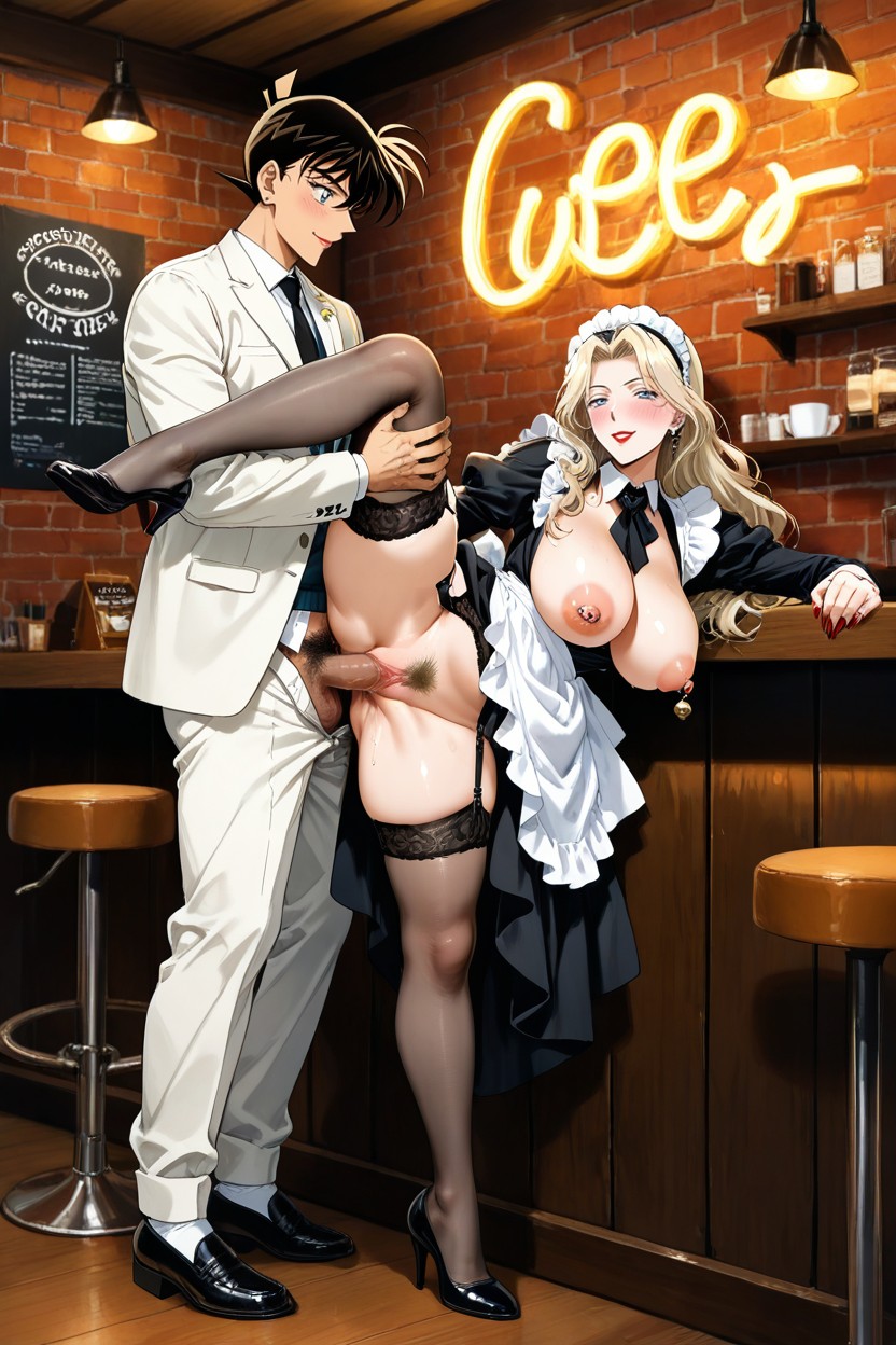 Fucking Vermouth From Detective Conan From Behind In Standing Doggy Style, Beautiful Flushed Face, Black Long Sleeves Hentai AI Porn