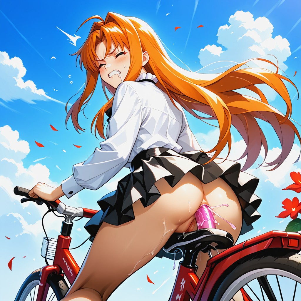 Dildo Riding, Clenched Teeth, Overflowing Love Juices Hentai AI Porn