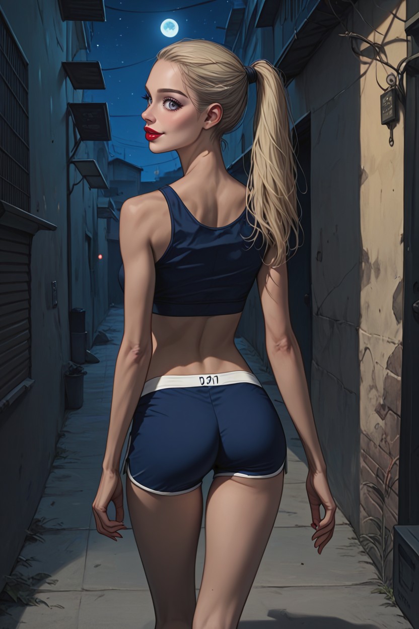 Blonde, Skinnythigh, Grey Eyes Hentai AI Porn