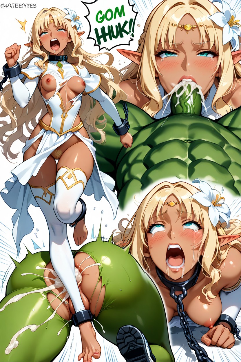 Fit, Woman Half Close Eyes And Wide Open Mouth Shouting In Orgasm, Tearyeyes Hentai AI Porn