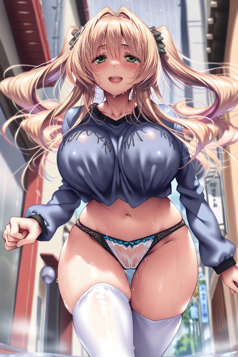 Running, Large Busty Breasts, Oversized T-shirt Hentai AI Porn