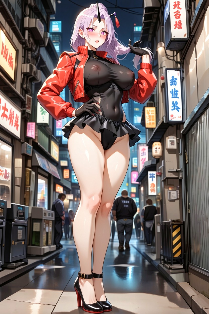 Black Stocking Bodysuit, Full Body, Pussy Visible Through Leotard Hentai AI Porn