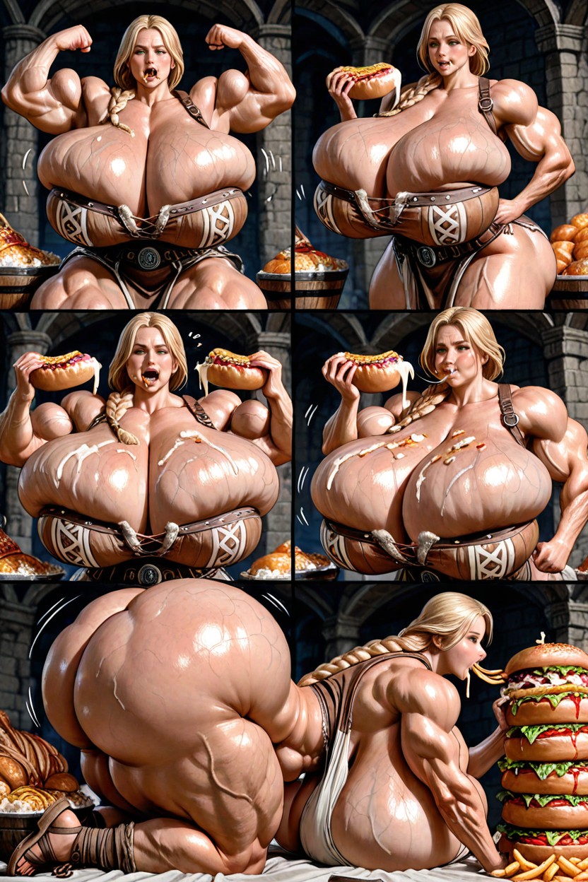 Cleavage, Squishing Breasts, Muscle Growth Hentai AI Porn