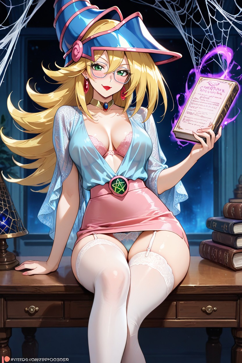Dark Magician Woman Choker, Silk Blouse, Medium Breasts Hentai AI Porn