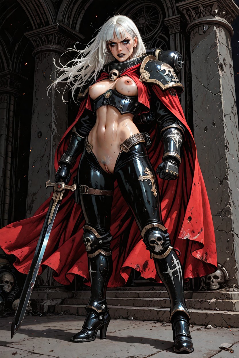 Black Eyeshadow, Full Body, Black Armor Hentai AI Porn