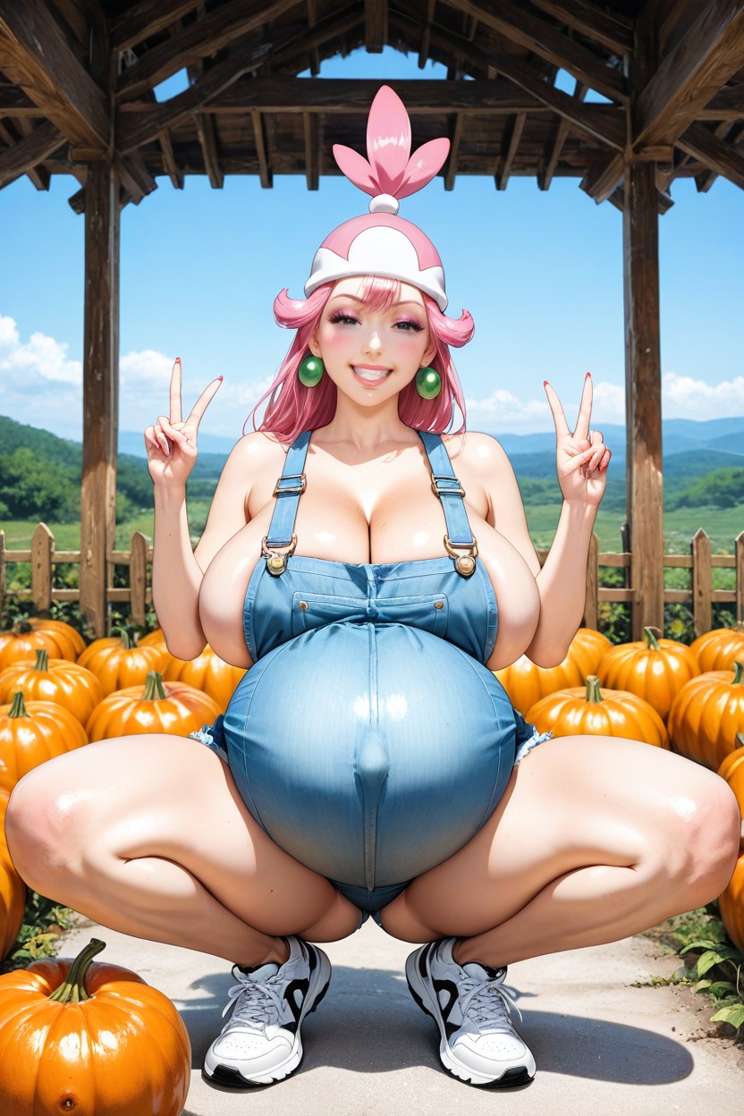 Long Eyelashes, Huge Perfect Round Tits, Earrings Hentai AI Porn