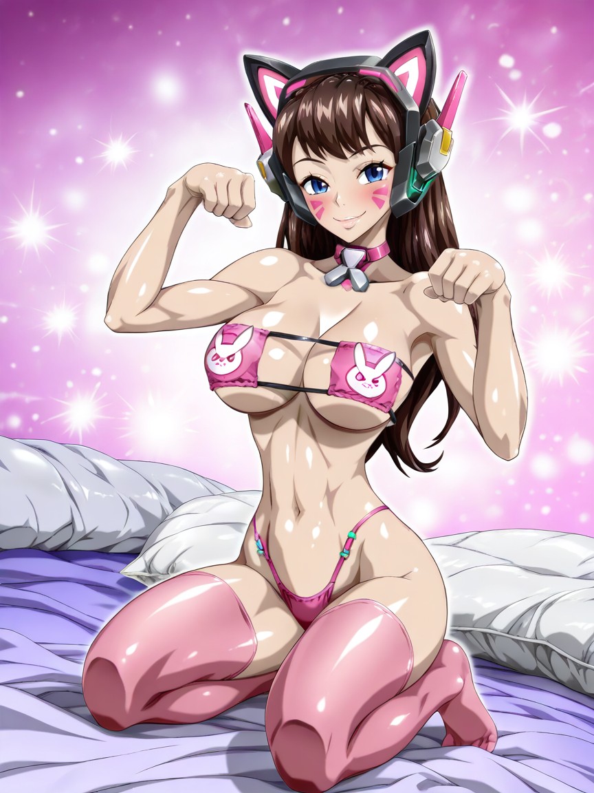 Looking At Viewer, Pink Thong, Grinning Hentai AI Porn