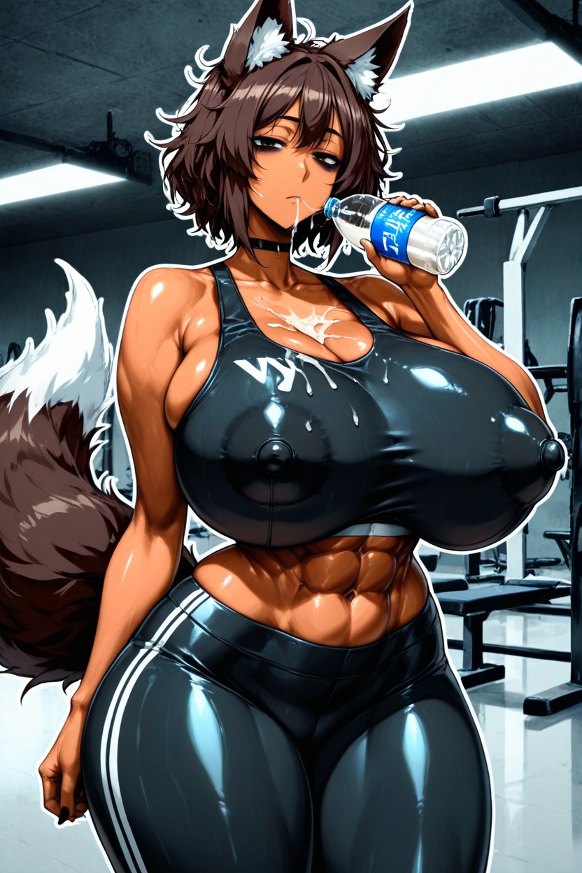Blank Expression, Cum Drinking, Sports Bra Hentai AI Porn
