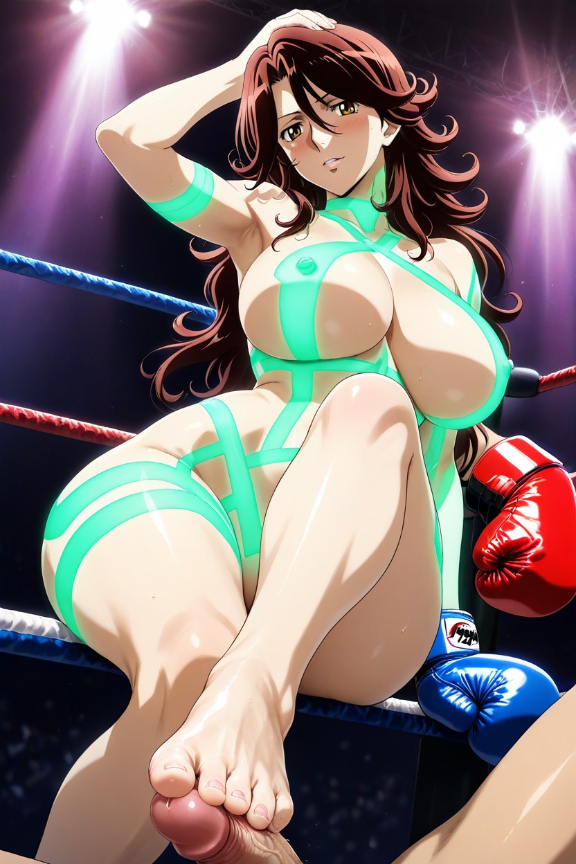 Boxing Gloves, Sitting Down, Boxing Ring Hentai AI Porn