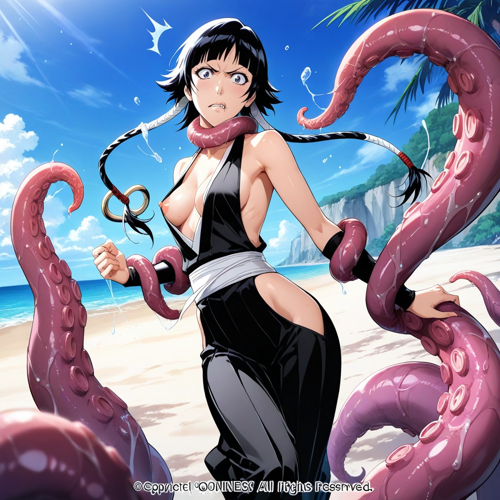 Tentacles Follow Her From Behind, Tight Firm Compact Breasts, Perfect Back Hentai AI Porn