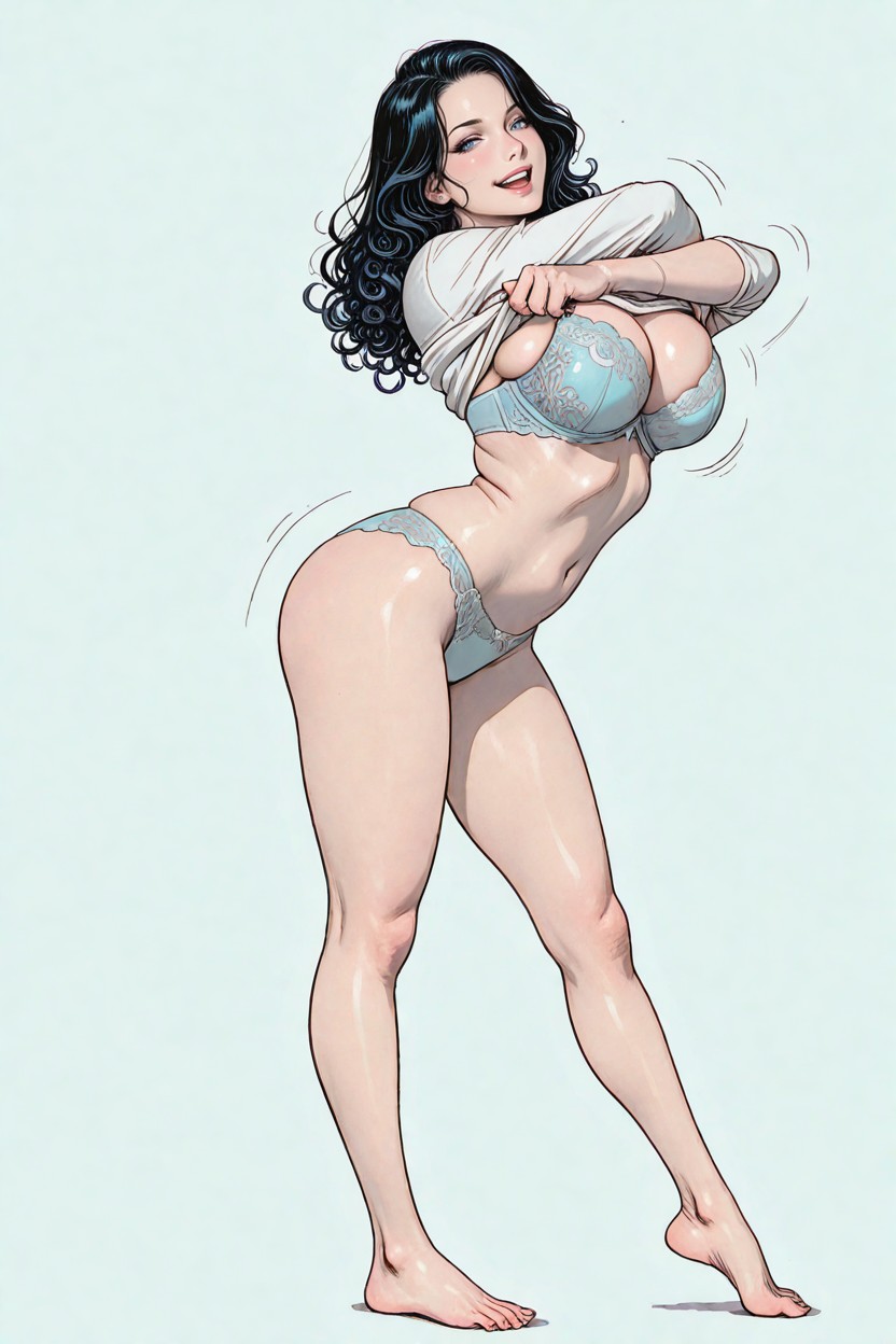 Taking Off Clothes, Undressing, Light Blue Eyes Hentai IA