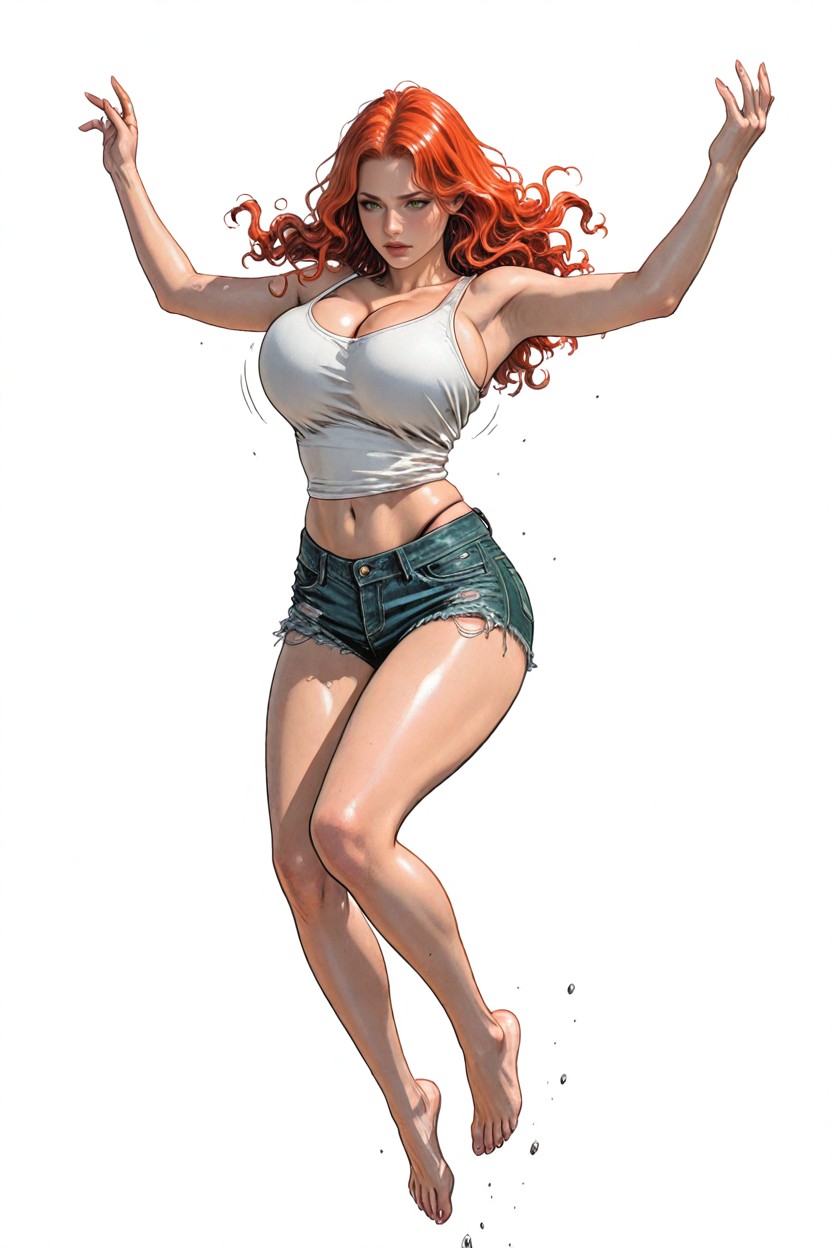Full Body, Arms Together, Soft Wavy Hair Hentai AI Porn