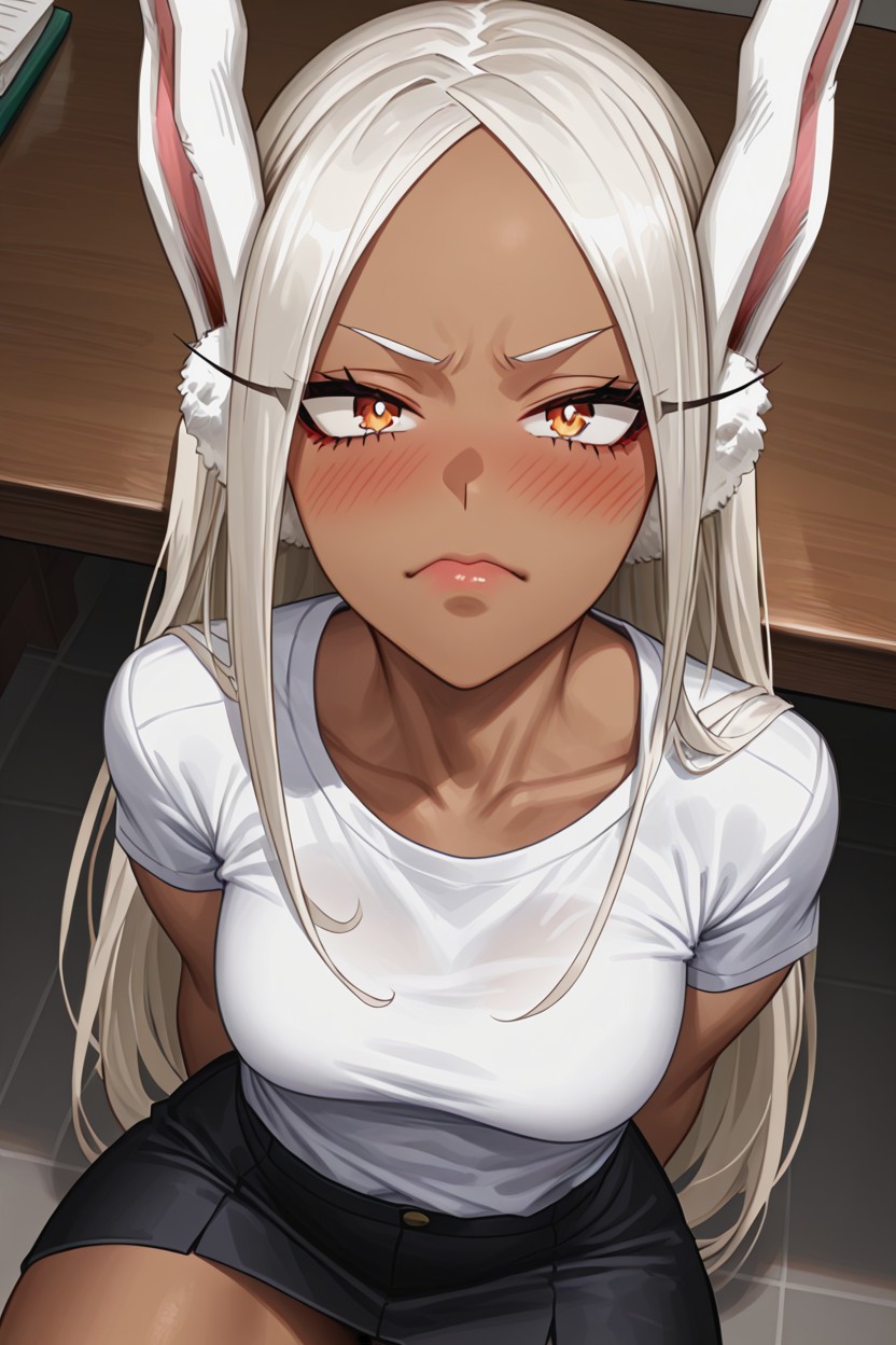 Ebony Skin, Man Sitting Position, Embarrassed Hentai AI Porn