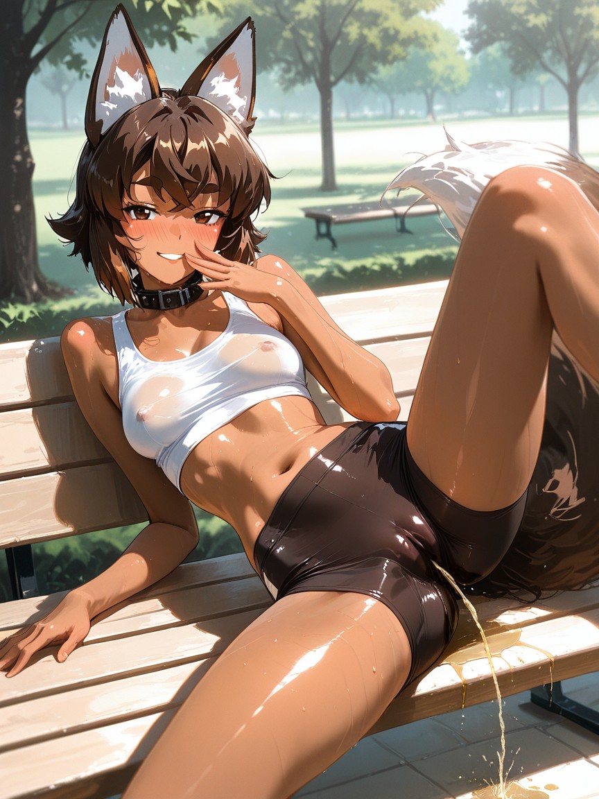 Erect Nipples, White Crop Top, Blushing Hentai AI Porn