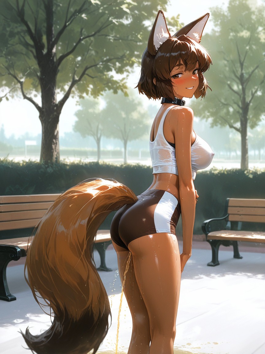 Bench, Happy, Looking At Viewer Hentai AI Porn