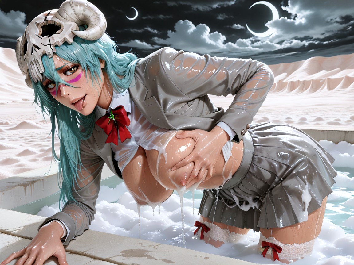 Perfect Anatomy, Fully Clothed, Greenish-black Sky Hentai AI Porn