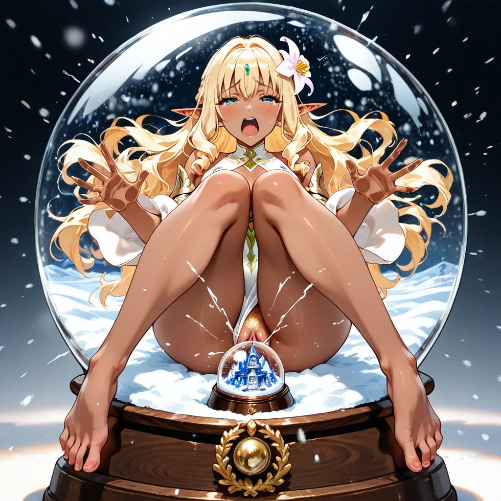 Countless Gold Jewlery, Turquoise Eyes, Canonical White Fantasy Outfit Hentai AI Porn