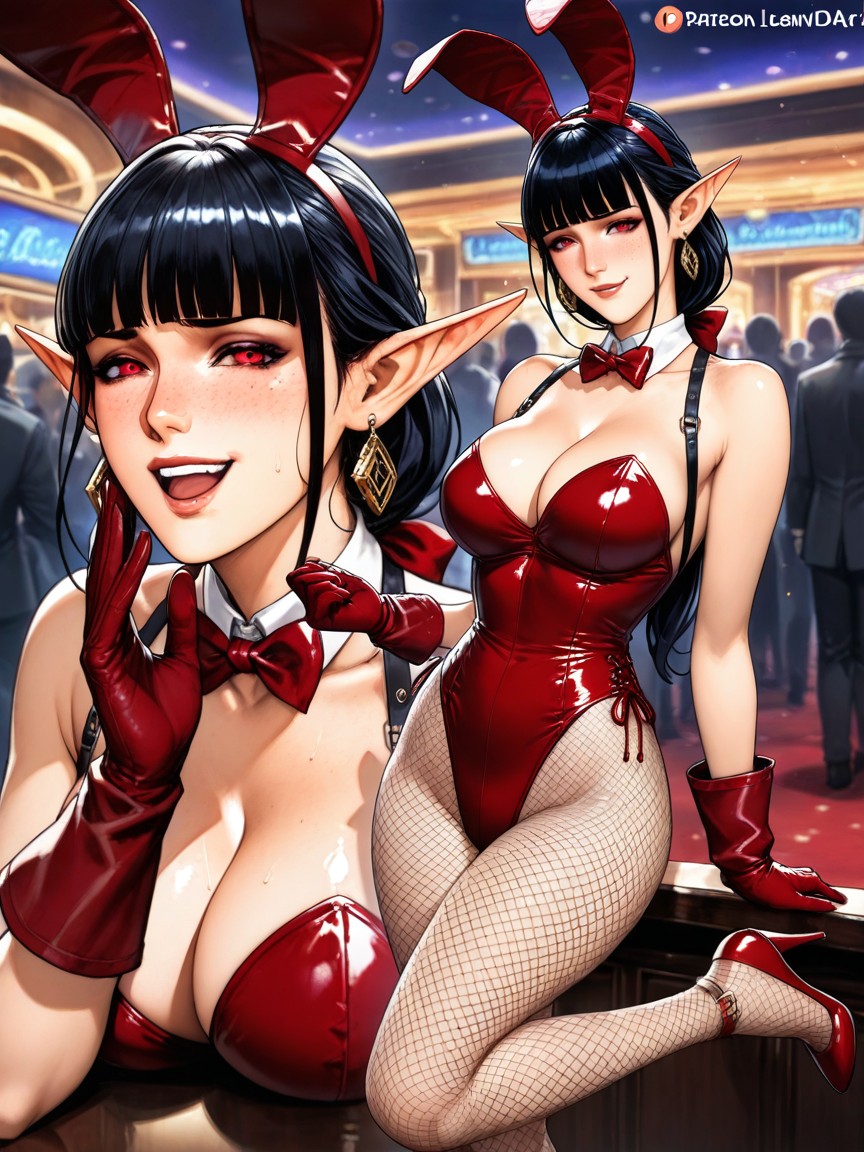 Burgundy Gloves, Skinny, Black Hair Hentai AI Porn