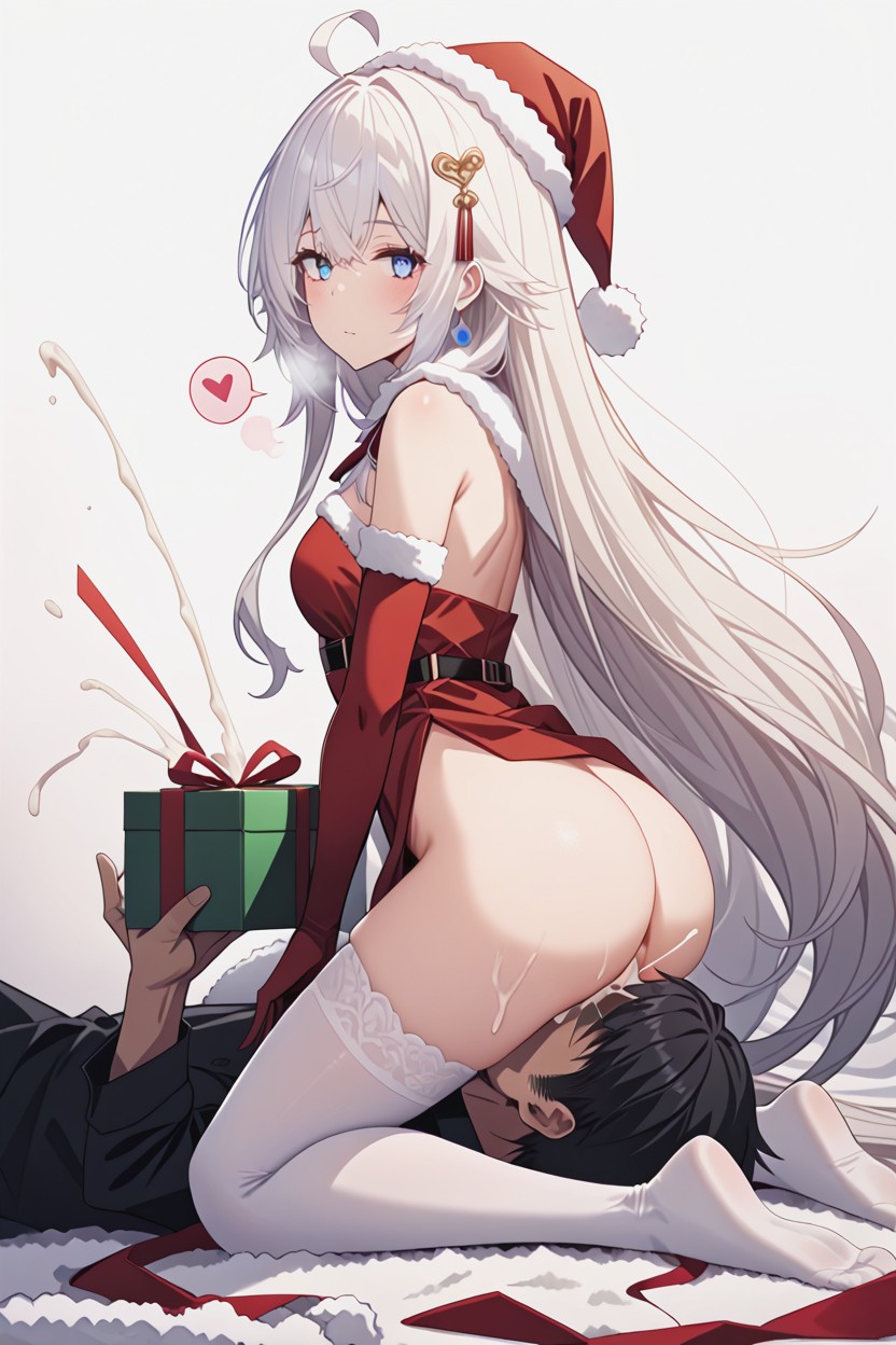 Siu Artstyle, Restrained With Red Gift Ribbons, Overflow Cum Hentai AI Porn