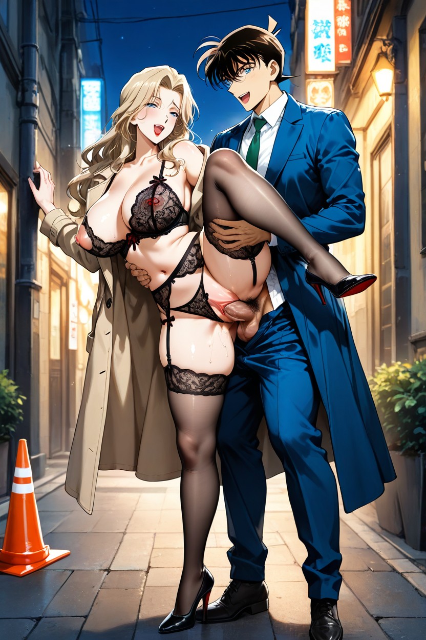 Beautiful Flushed Face, Spooning Sex, Large Breasts Hentai AI Porn