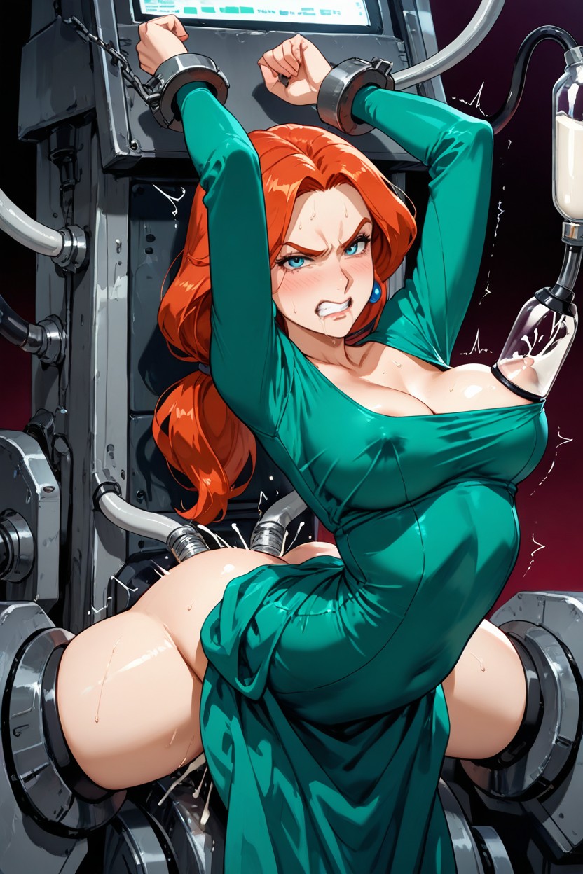 Disgusted, Very Simple Light Blue Eyes, Arched Back Hentai AI Porn