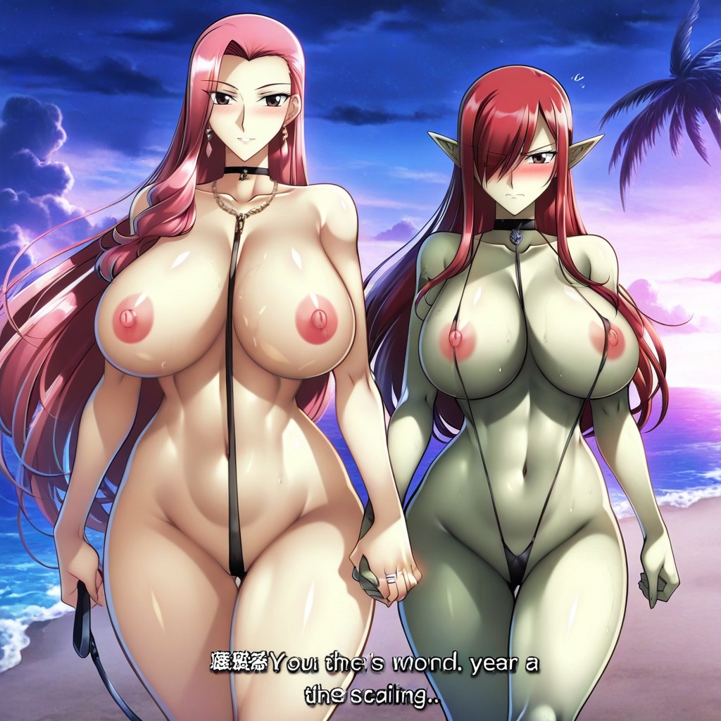 Curvy, Beach, Bigger Breasts Hentai AI Porn