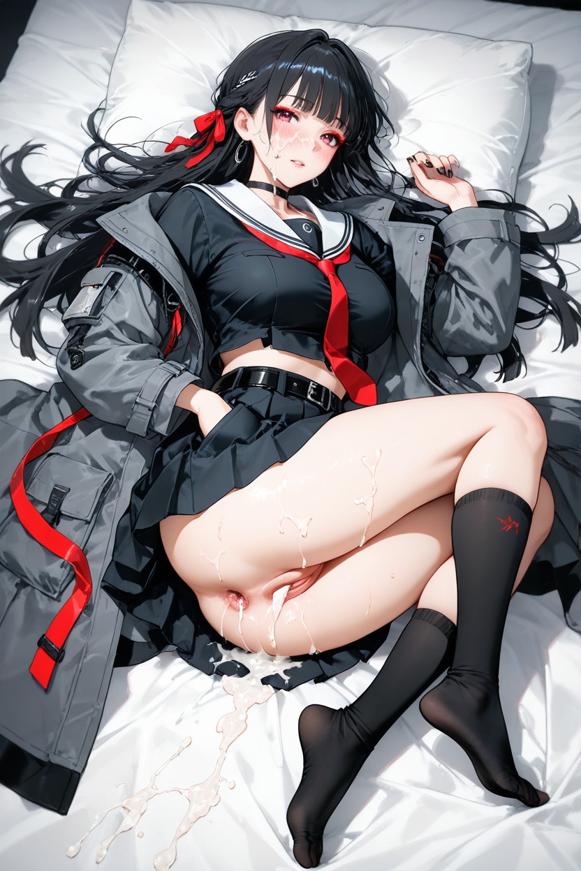 One Leg Bent And The Other Straight, Black Nails, Belt Hentai AI Porn