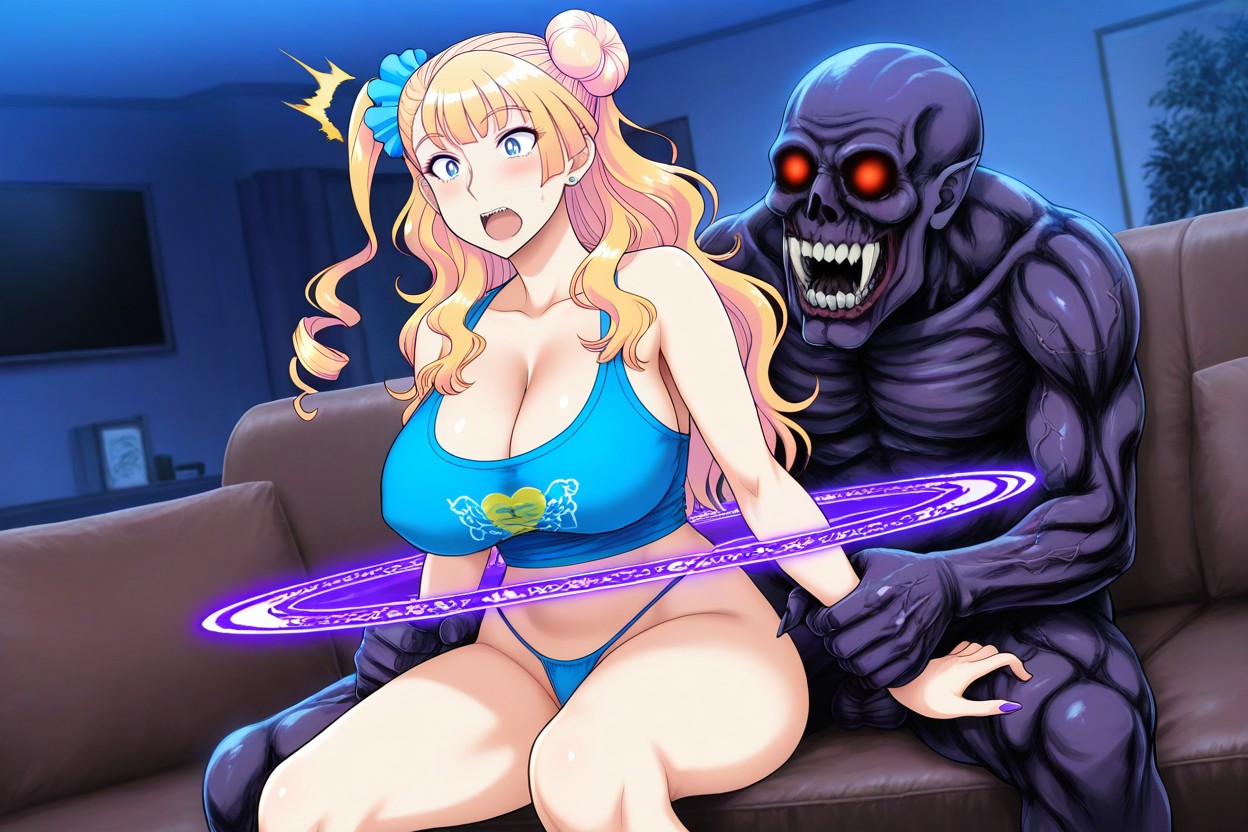 Blue Thong, Open Mouth, Uncensored Hentai AI Porn