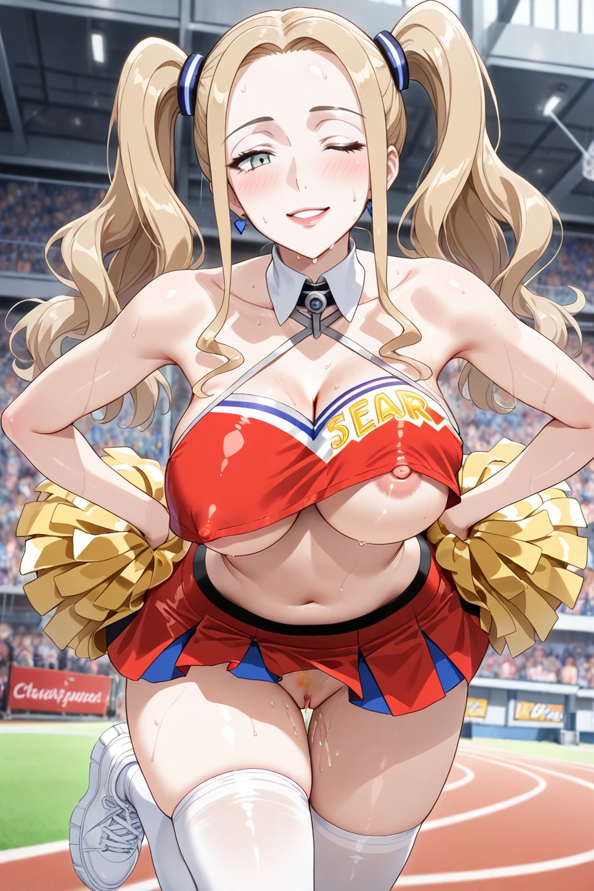 Front View, Uncensored, Blonde Hair Hentai AI Porn