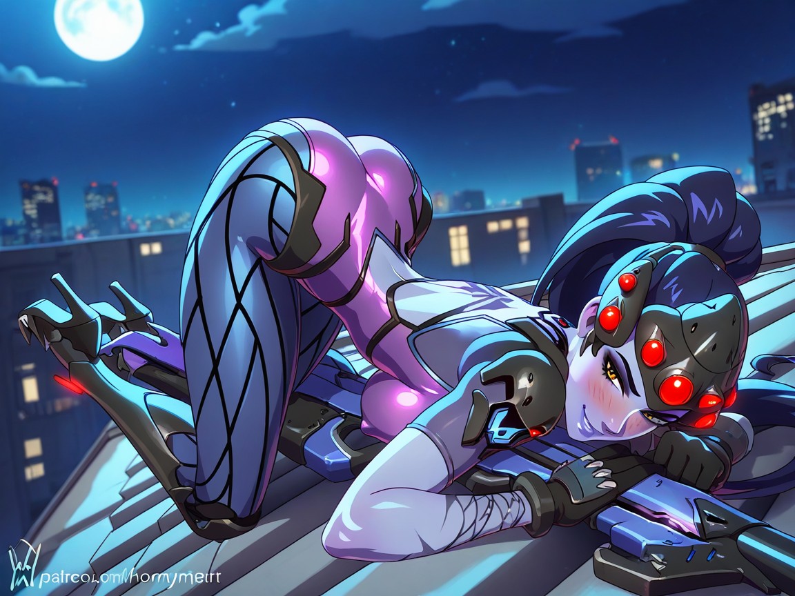 25+, Blue Highlights On Bodysuit, Black Hair Hentai AI Porn