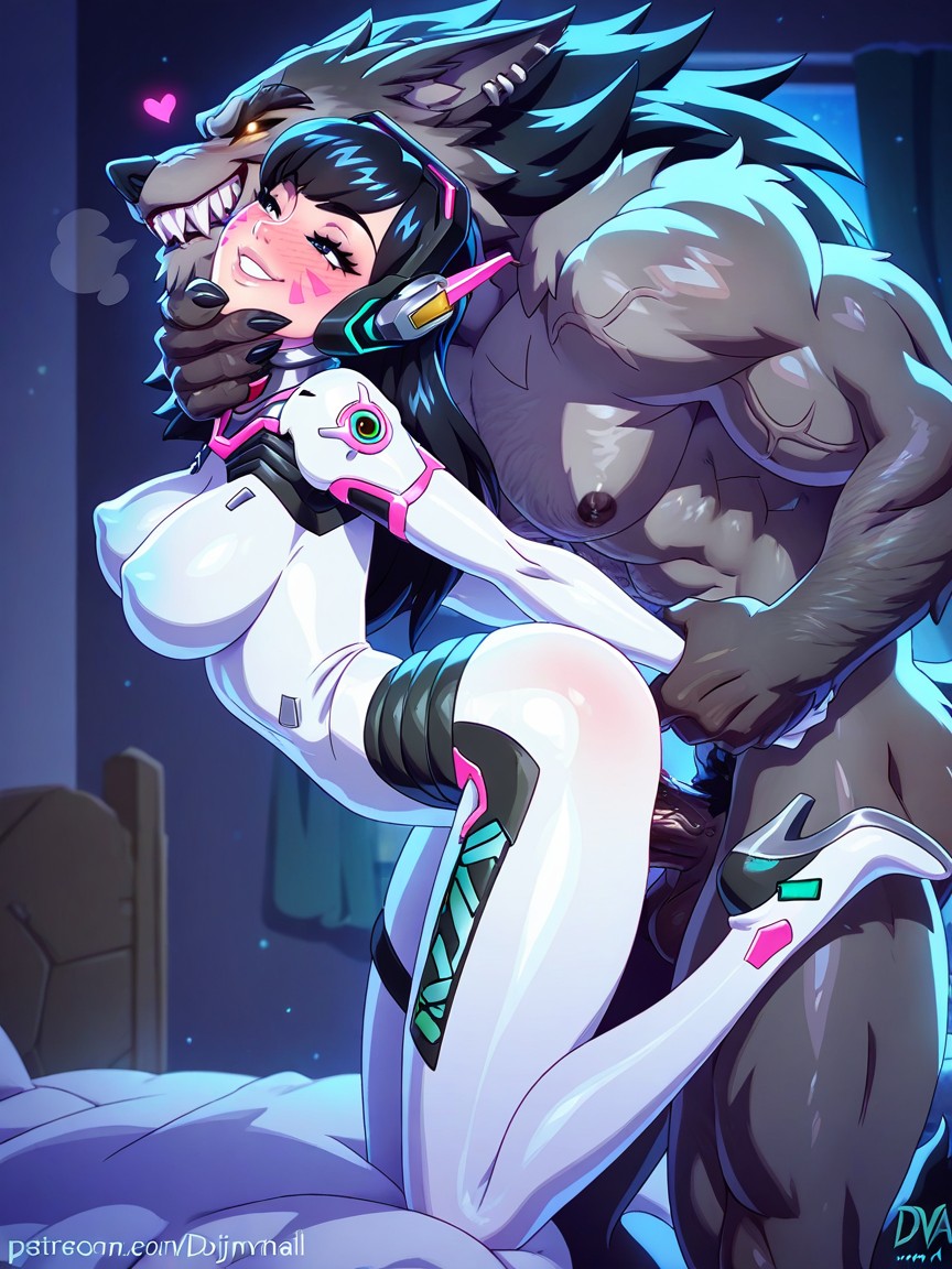 Standing, Glowing Blue Eyes, His Hand Around Her Throat Hentai AI Porn