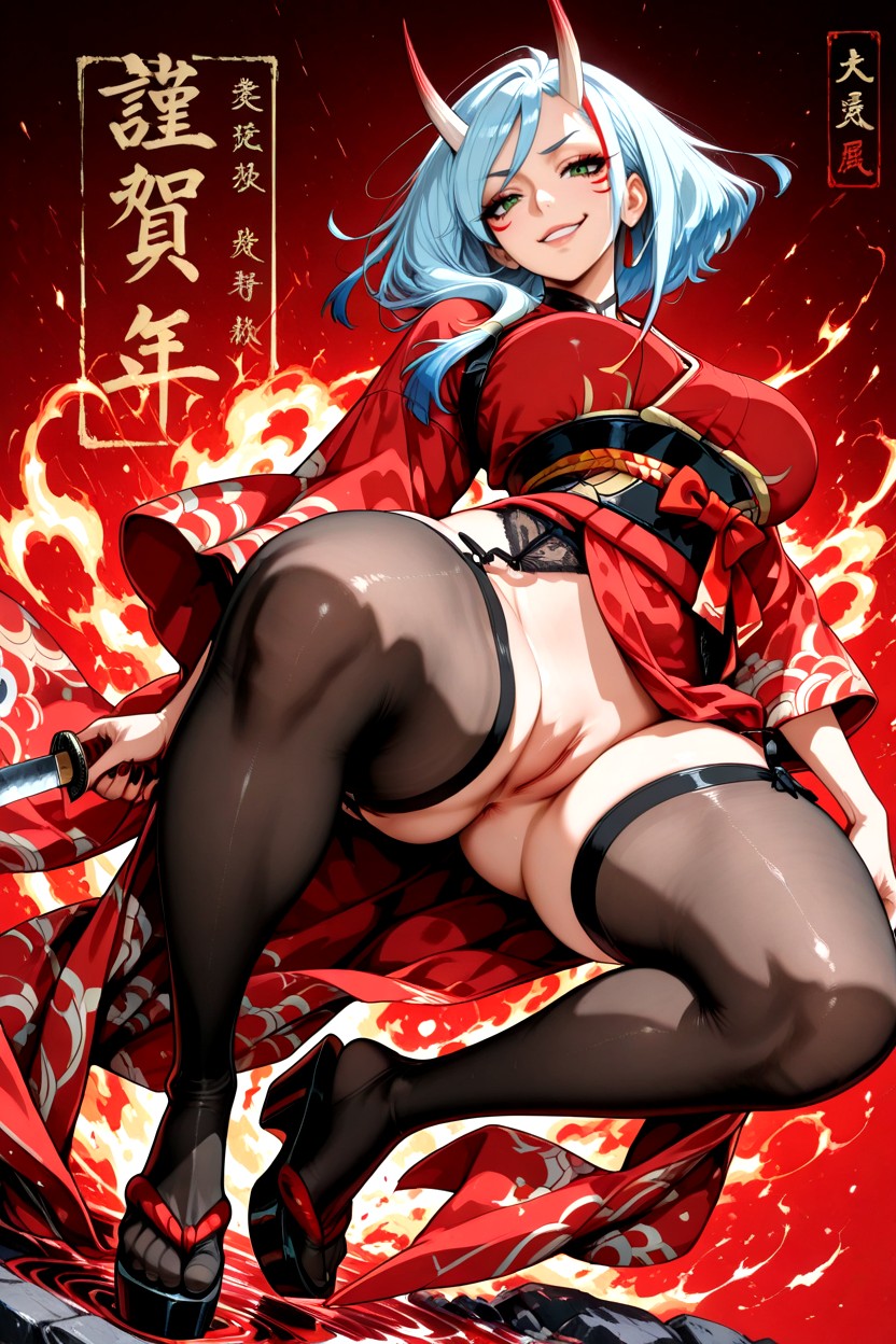 Fair Skin, Kuusetsu Horns, Smirk Hentai AI Porn