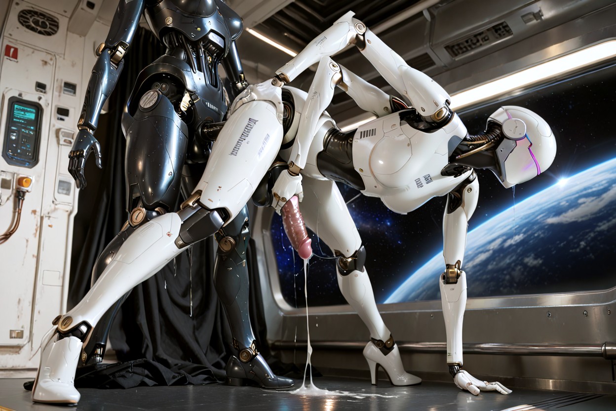 Naked, Female Robot, Lubricated Strap-on Hentai AI Porn