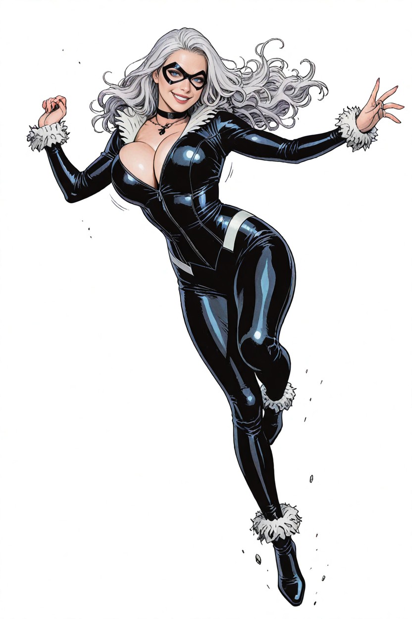 Perfect Anatomy Stunning Model, Long Flowing Platinum White Hair, Cosplay Hentai AI Porn