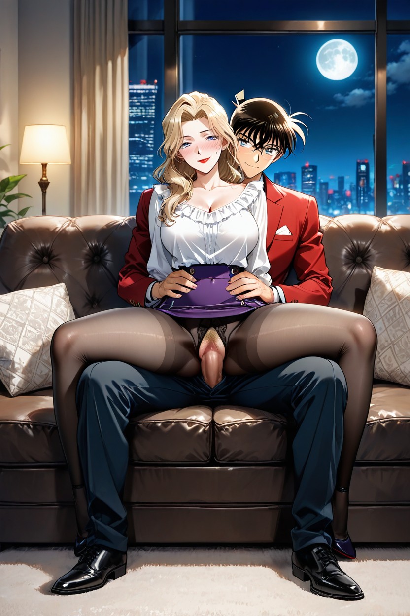 Duo, Full Body, White Ruffled Blouse Hentai AI Porn