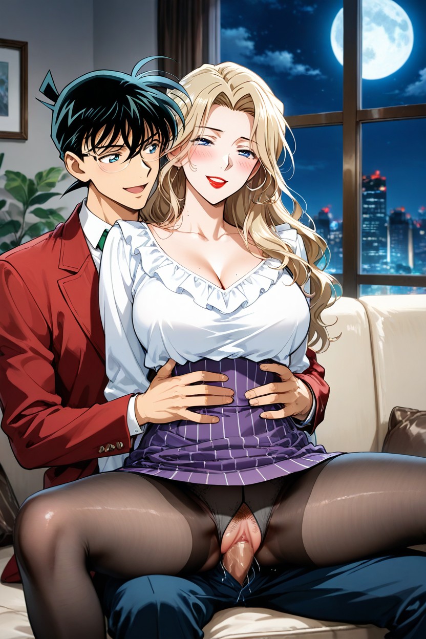 Black Crotch-open Pantyhose, Deep Penetration From Behind, Wearing White Shirt Hentai AI Porn