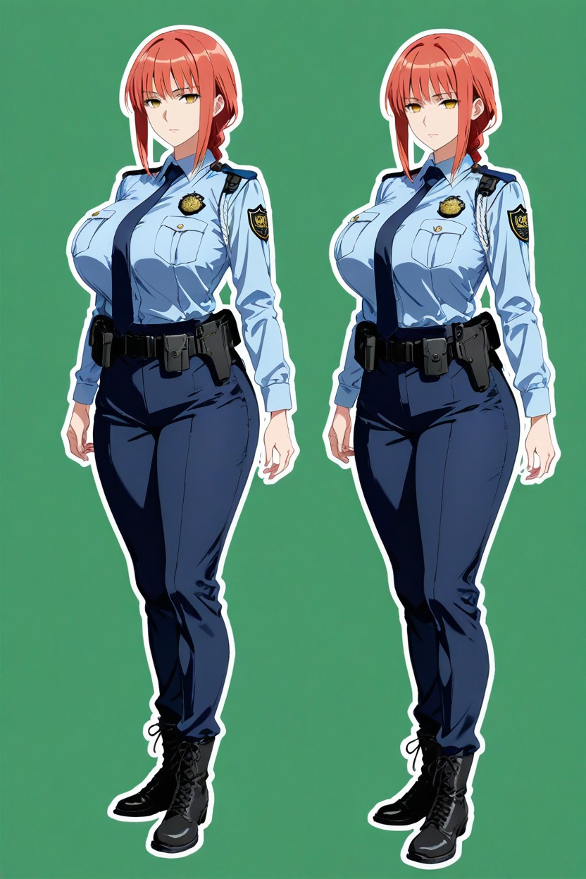 Chroma Key Background, Dynamic Pose, Police Badge Hentai AI Porn
