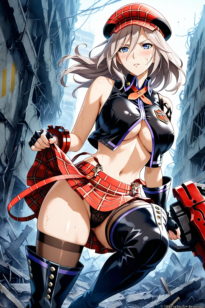 Alisa Ilinichina Amiella From God Eater, Skirt Lifted By Motion, Thick Thighs Hentai AI Porn
