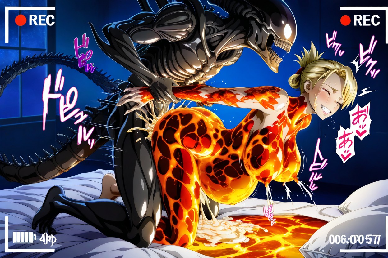 On The Bed, Lava Creampie, Night Hentai AI Porn