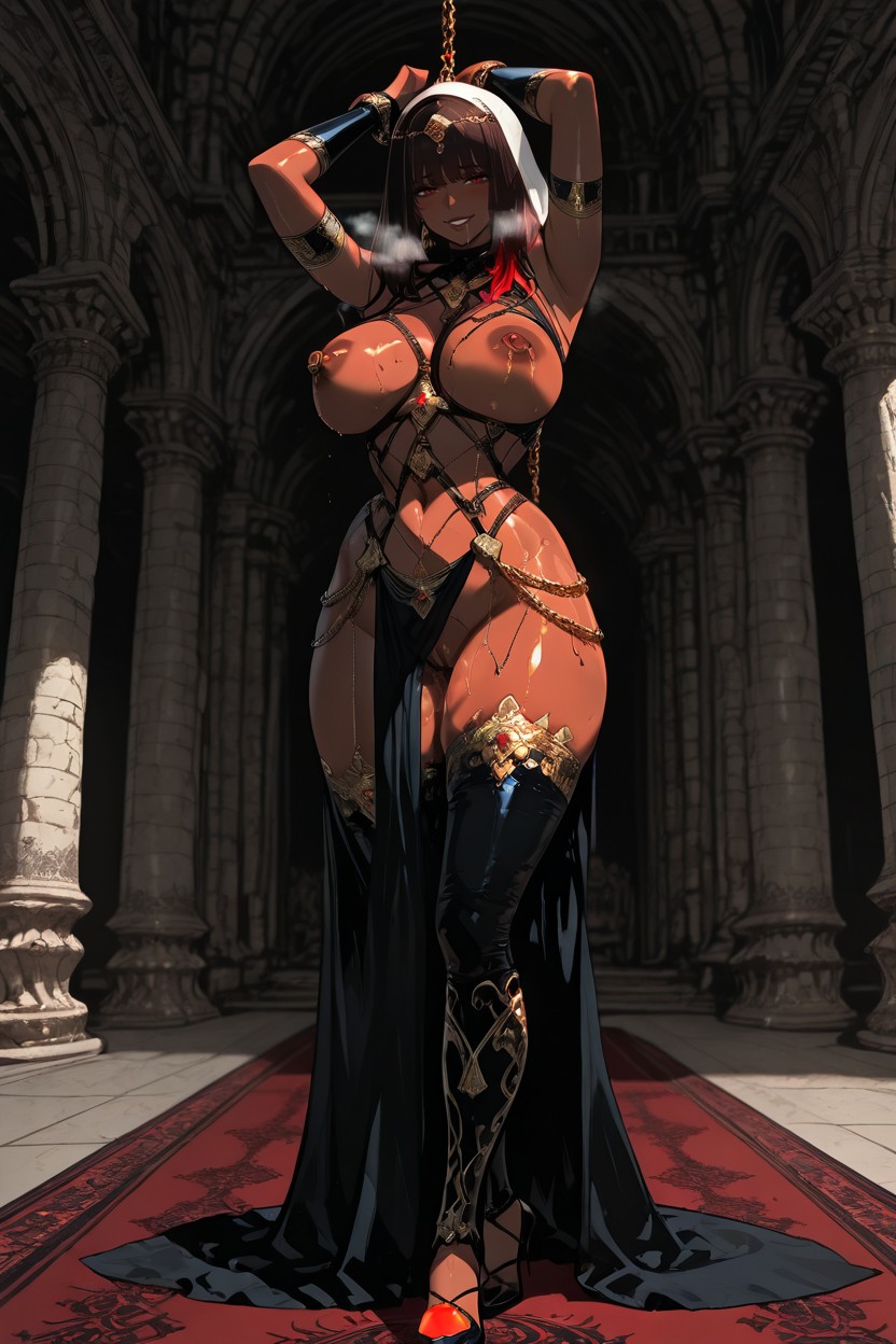 Excessive Pussy Juice, Standing, Women’s Gold Chain Body Armor Hentai AI Porn