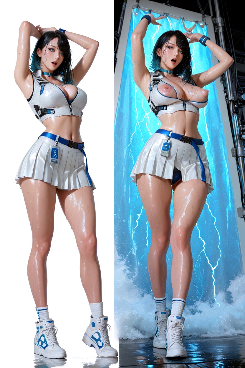 Mini Skirt, Sharp Focus, Tiptoe Pose Hentai AI Porn