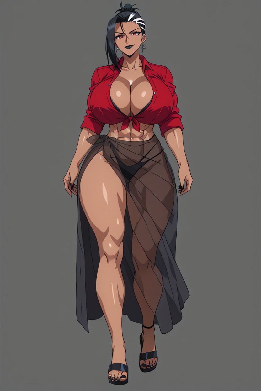 Cleavage, Tall Torso, Black Lipstick Hentai AI Porn